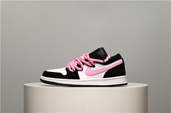 Women's Running Weapon Air Jordan 1 Low Black/Pink/White Shoes 326